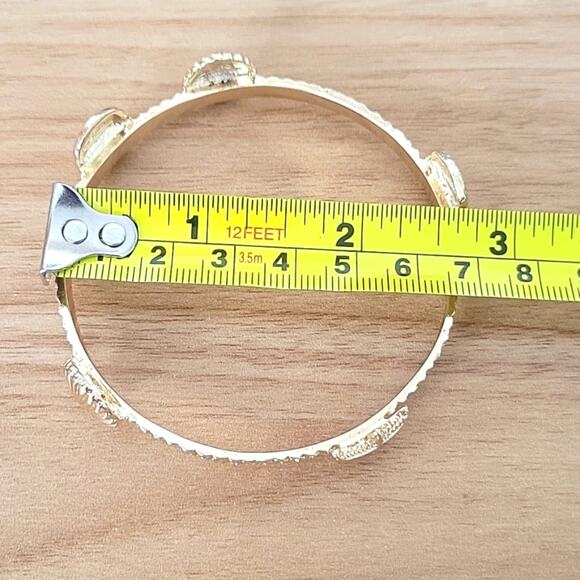 Set of 3 Goldtone Bangle Bracelets Seashells Sand Dollars Two with Cream Enamel - Picture 7 of 8